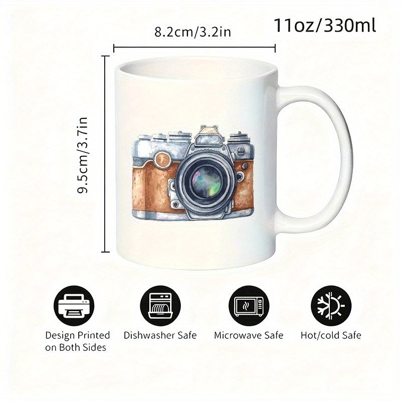 Tailorly White Ceramic 11 oz Mug - vintage camera