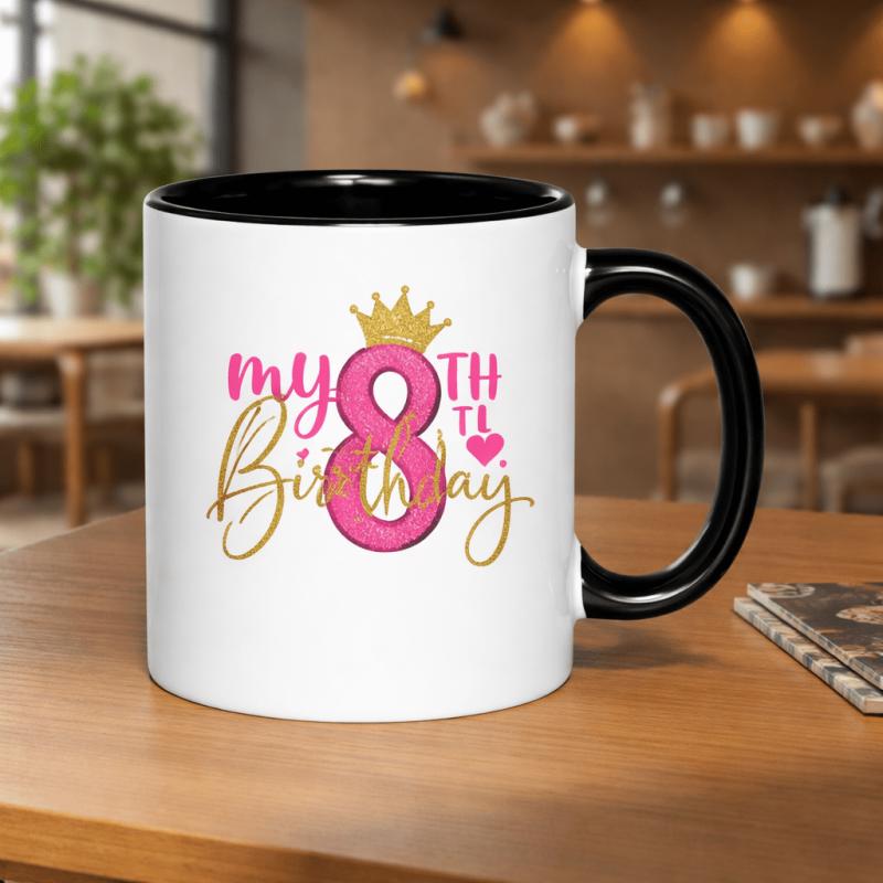 Tailorly Black Accent 11 oz Mug - princess with glitter and sparkle