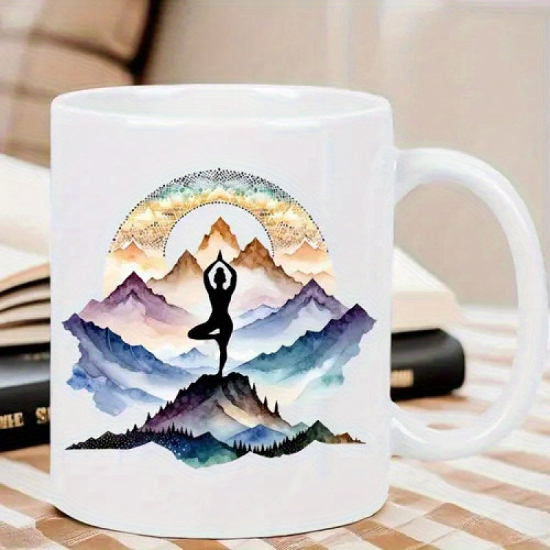 Tailorly White Ceramic 11 oz Mug - funny mug insulated ceramic yoga mug with reusable white coffee cup for hot cold beverages hand wash only unique