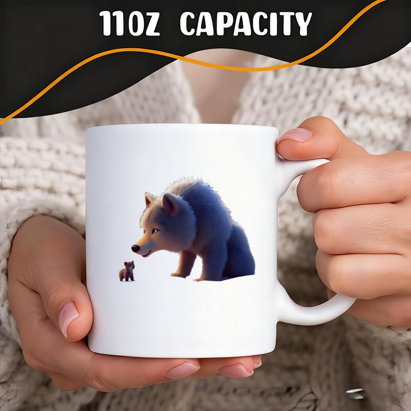 Tailorly White Ceramic 11 oz Mug - wolf