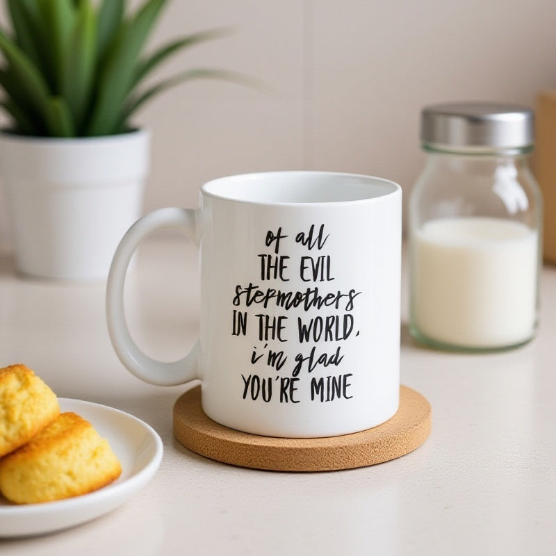 Tailorly White Ceramic 11 oz Mug - evil stepmother stepmom reusable and graphic design