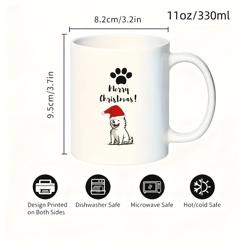 Tailorly White Ceramic 11 oz Mug - cute puppies in santa hat