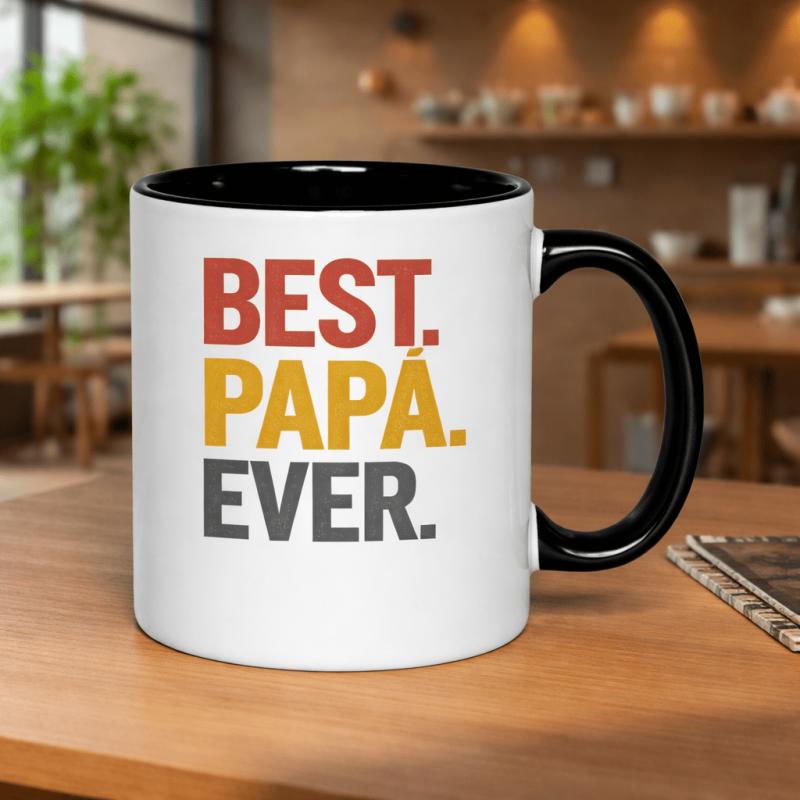 Tailorly Black Accent 11 oz Mug - best papa ever fathers day gift text