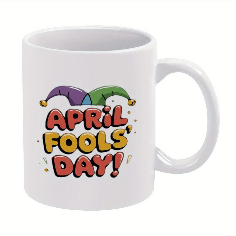 Tailorly White Ceramic 11 oz Mug - colorful jester hats