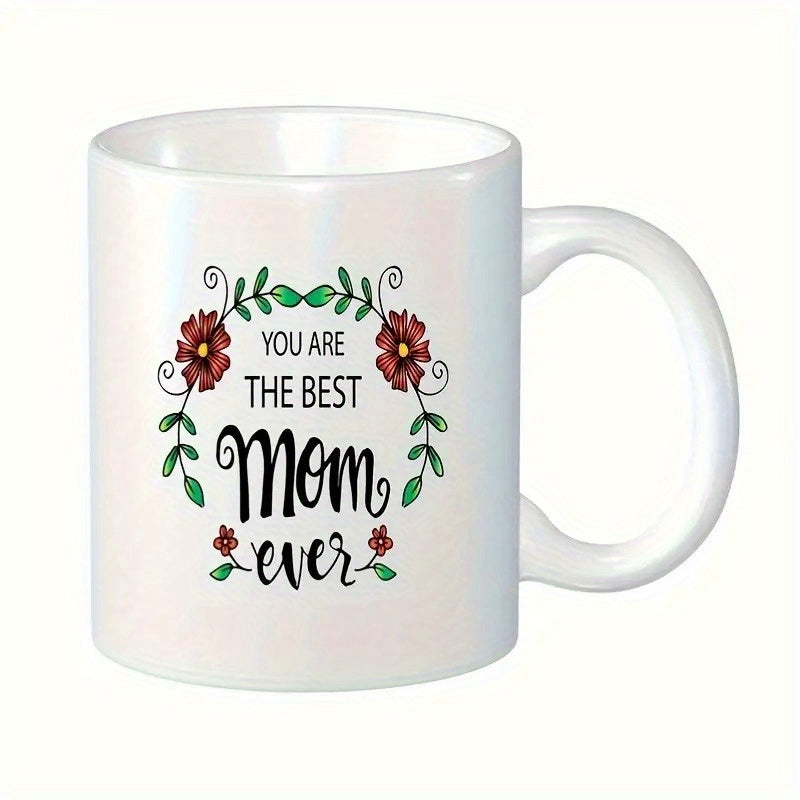 Tailorly White Ceramic 11 oz Mug - funny coffee text "mom ever"