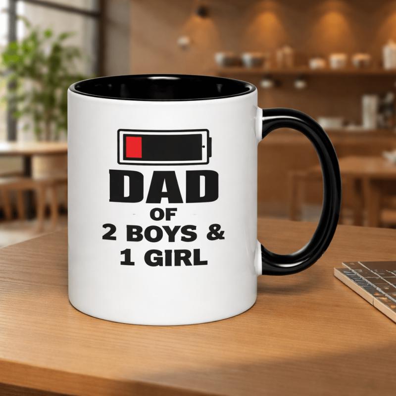 Tailorly Black Accent 11 oz Mug - dad of 2 1 funny gift