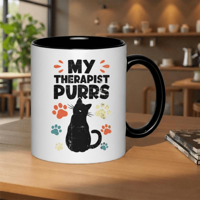 Tailorly Black Accent 11 oz Mug - cat lover gift