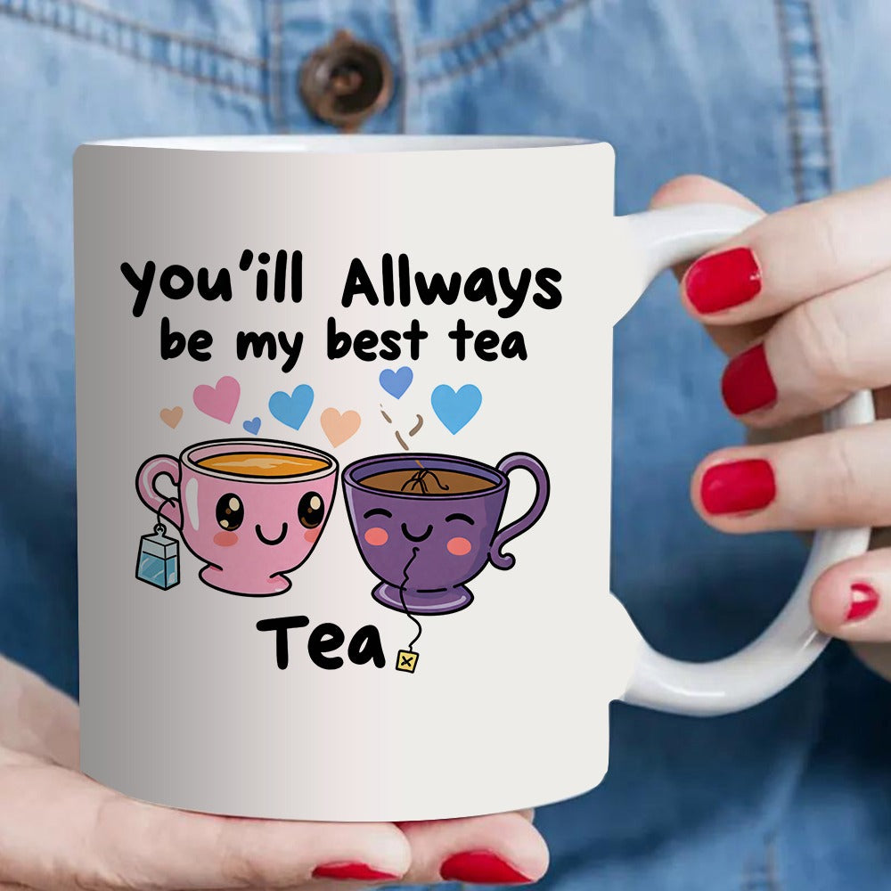 Tailorly White Ceramic 11 oz Mug - cute couple design