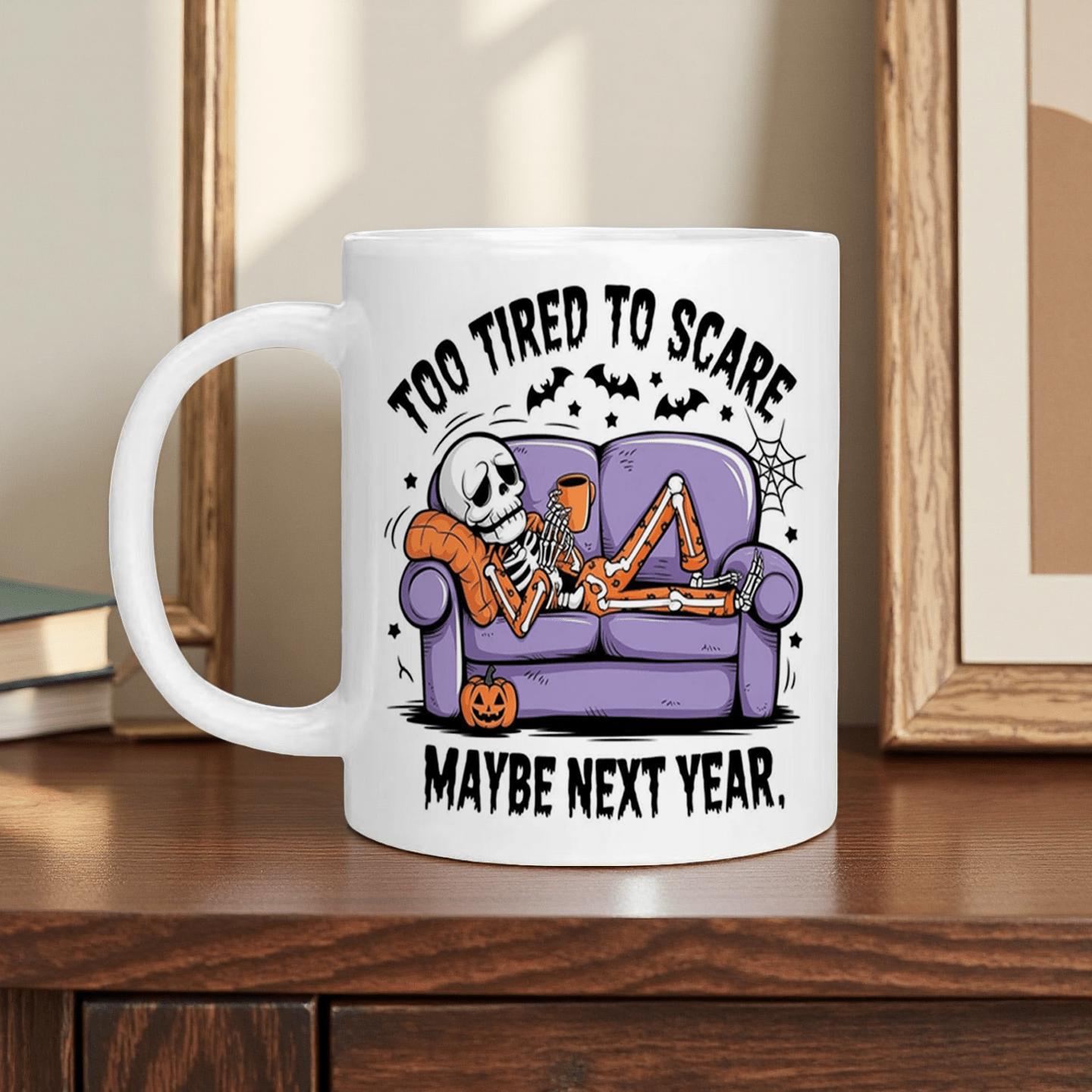 Tailorly White Ceramic 11 oz Mug - halloween themed