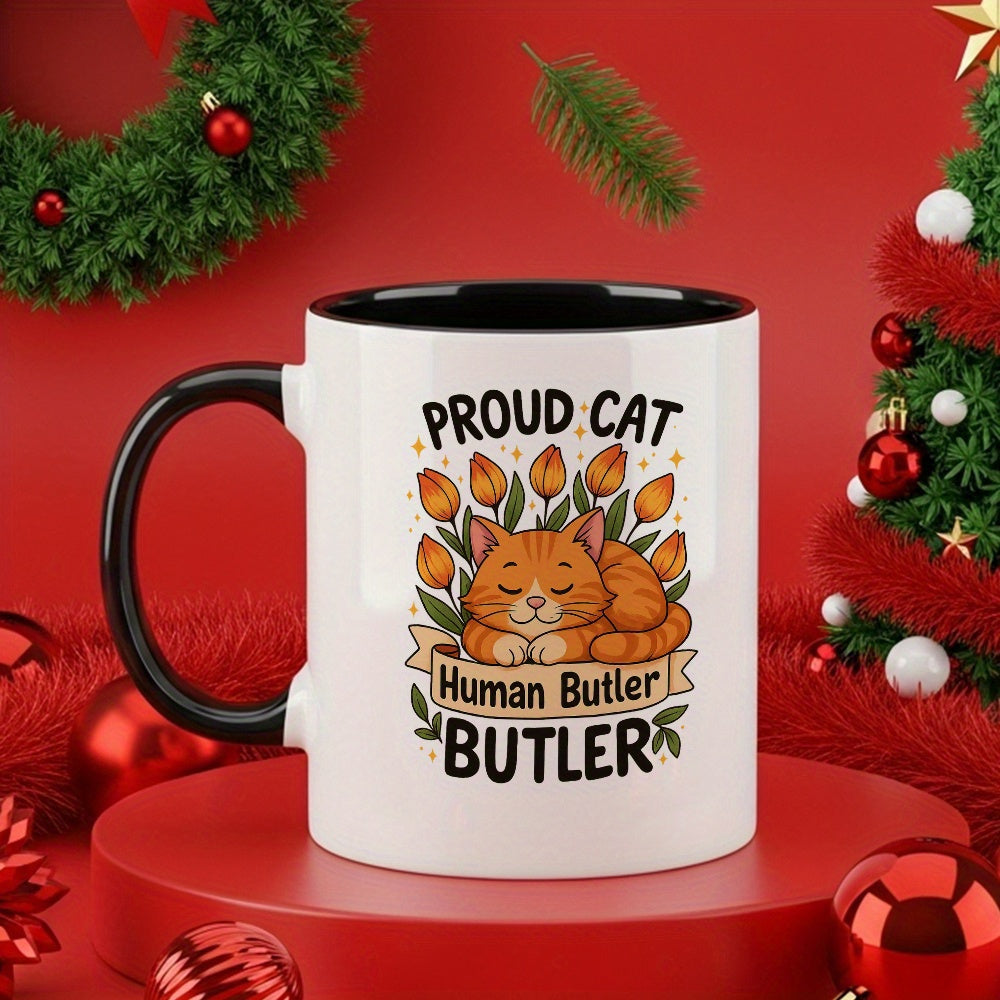 Tailorly Black Accent 11 oz Mug - british shorthair cat illustration