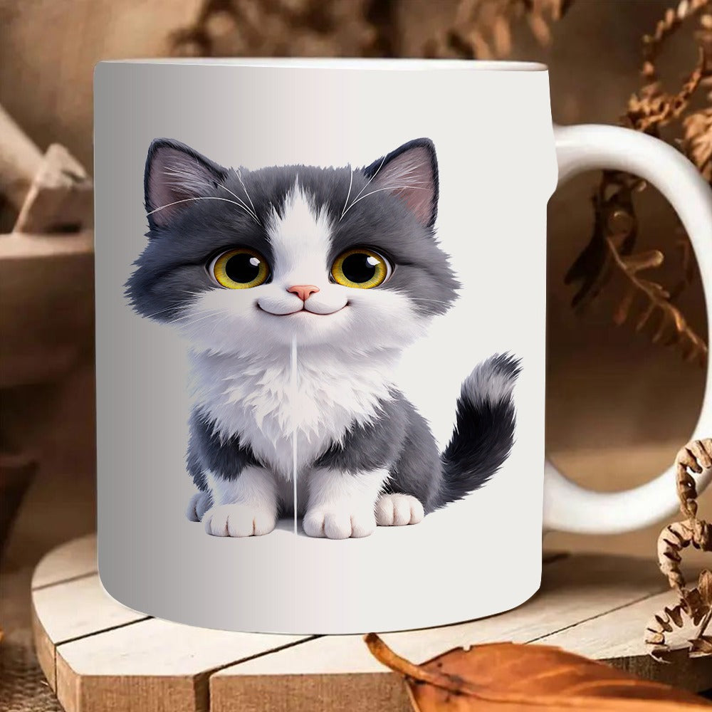 Tailorly White Ceramic 11 oz Mug - a single cute kitten
