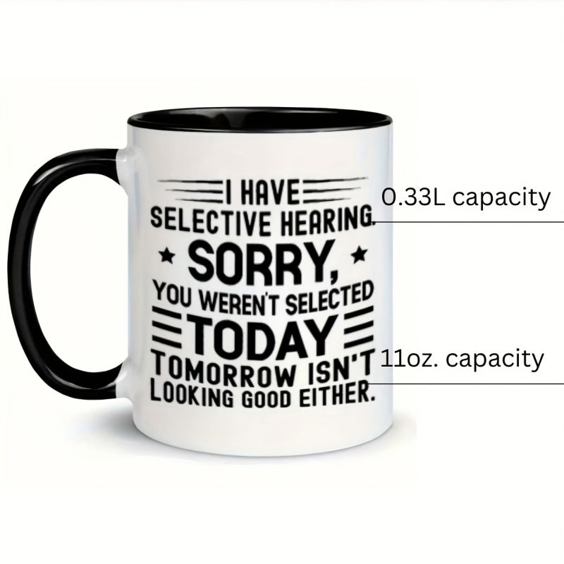 Tailorly Black Accent 11 oz Mug - apologies text