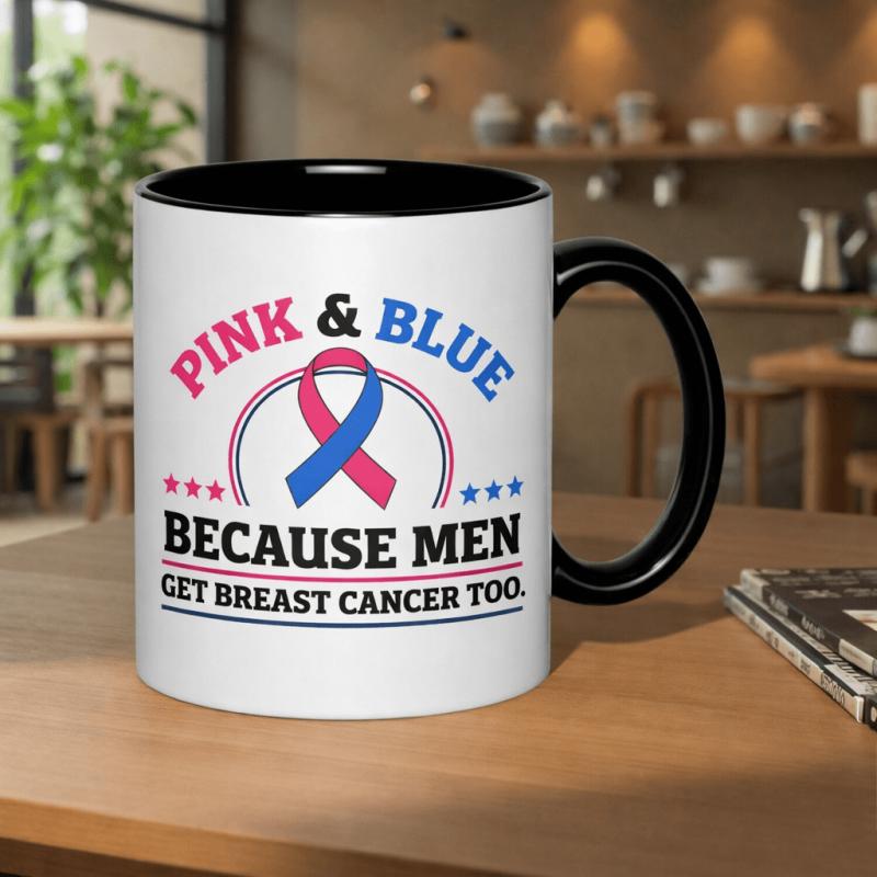 Tailorly Black Accent 11 oz Mug - breast cancer awareness design