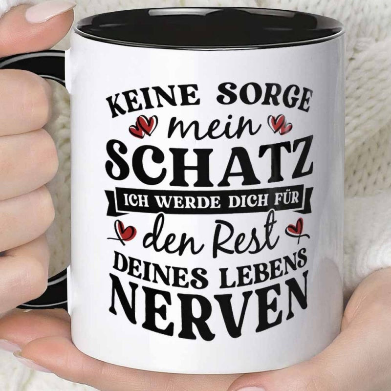 Tailorly Black Accent 11 oz Mug - german quote with black letter