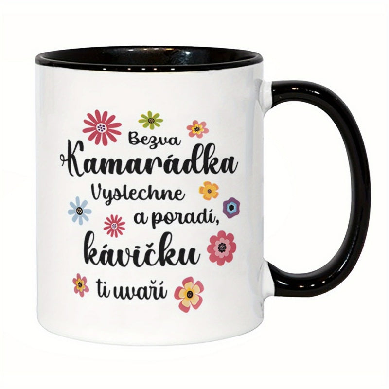Tailorly Black Accent 11 oz Mug - czech best friend with coffee illustration and text