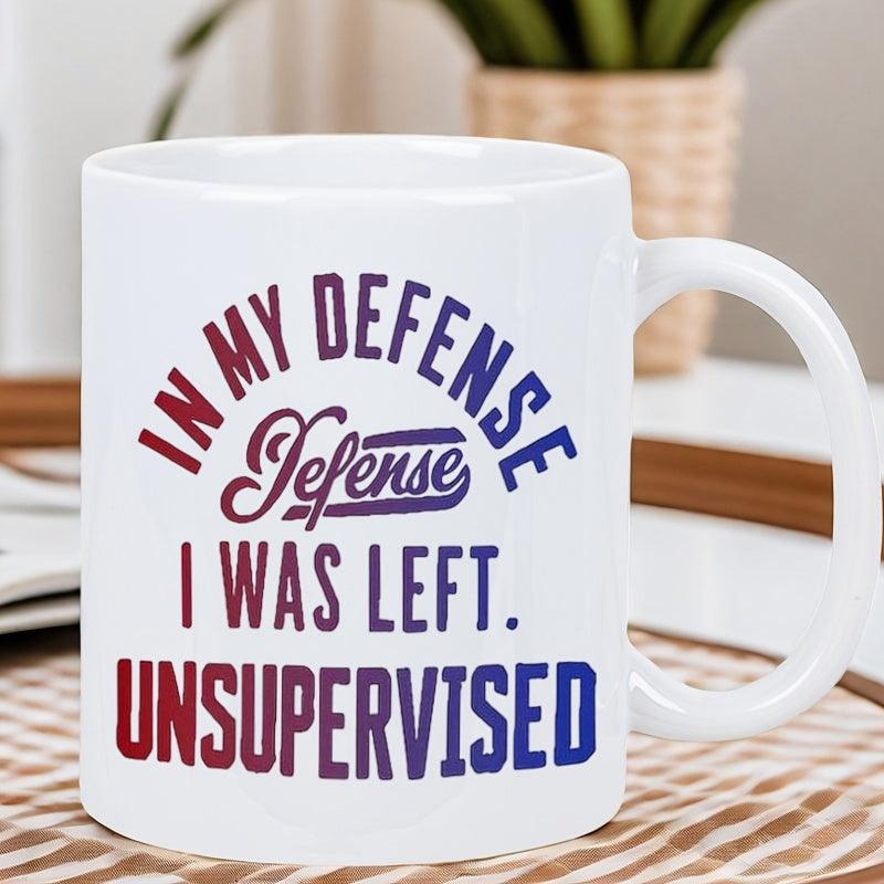 Tailorly White Ceramic 11 oz Mug - humorous text "expressing your inner protector" and warrior design