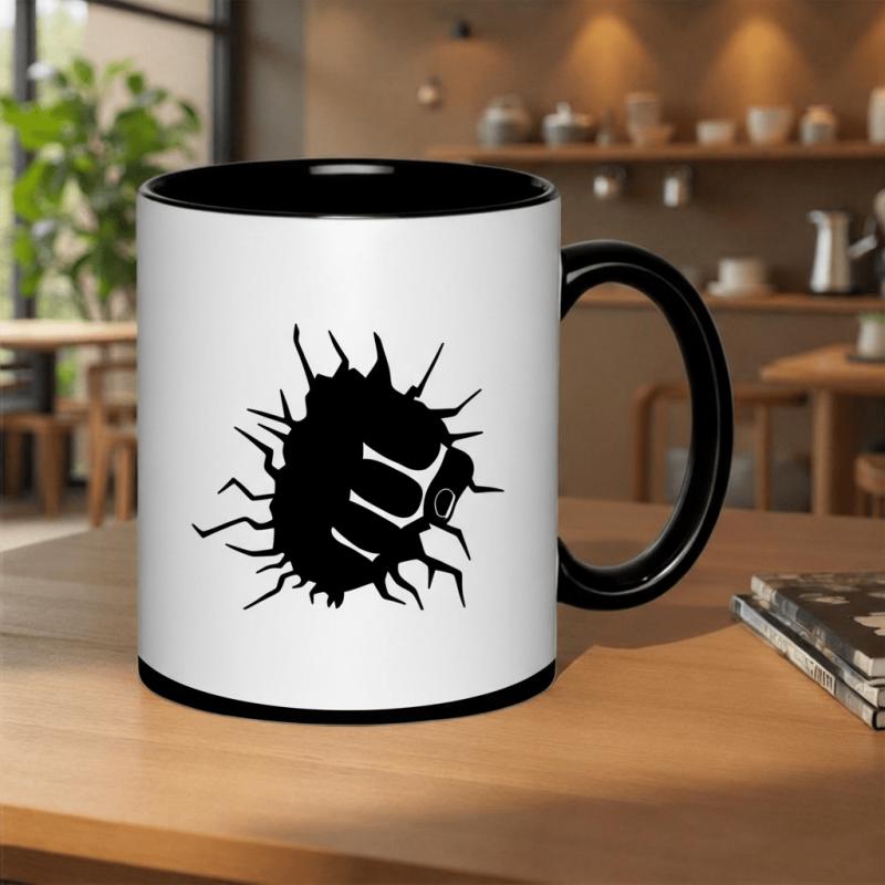 Tailorly Black Accent 11 oz Mug - ceramic mug with featuring a a wall 11oz capacity scratch resistant print microwave safe with a black handle and