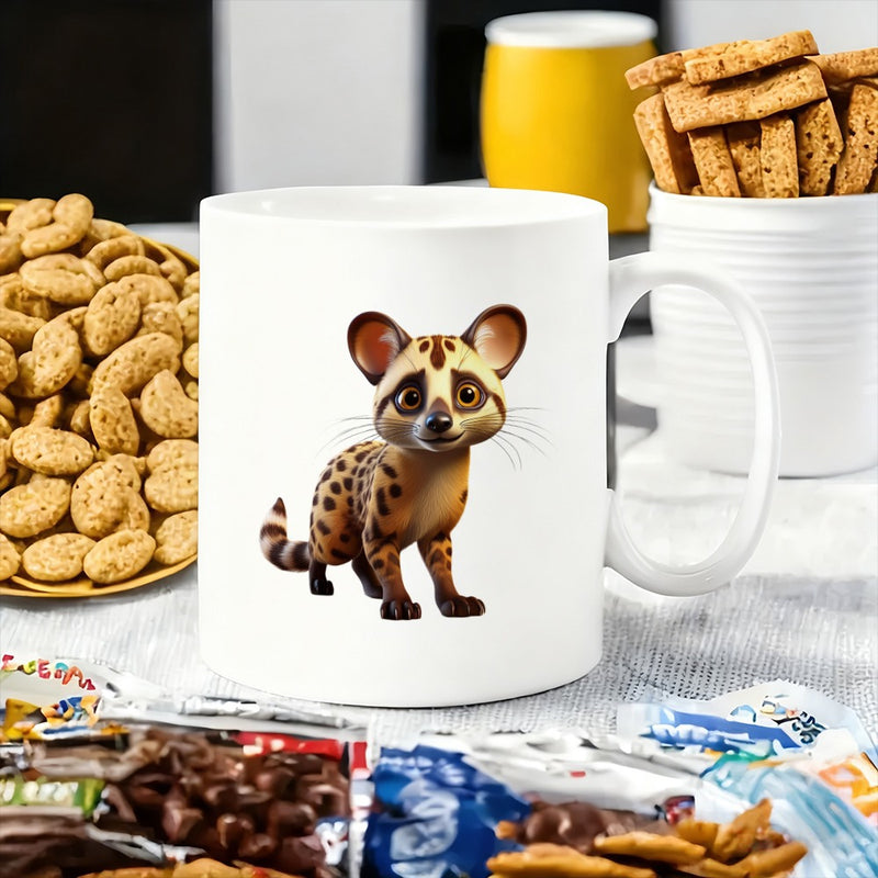 Tailorly White Ceramic 11 oz Mug - an adorable african wildlife themed design