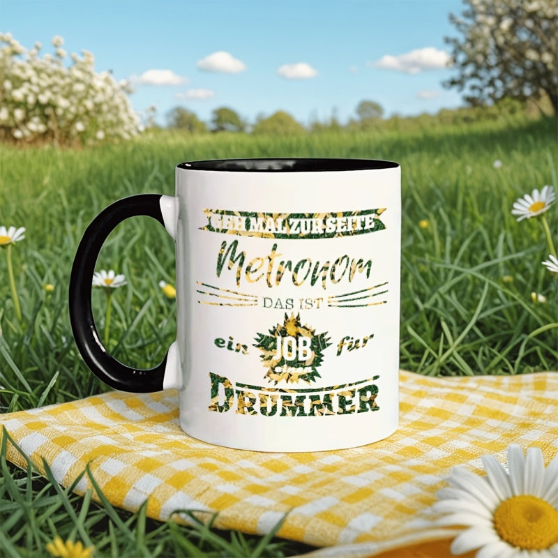 Tailorly Black Accent 11 oz Mug - one kitchen accessory this elegant ceramic coffee mug holds 11 ounces and is perfect for hot beverages its ideal for