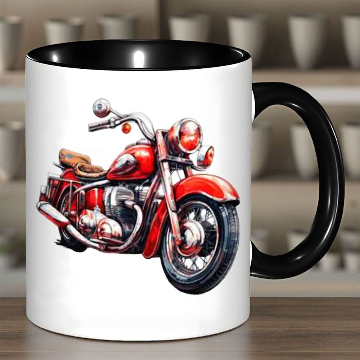 Tailorly Black Accent 11 oz Mug - motorcycle logo vintage bike themed