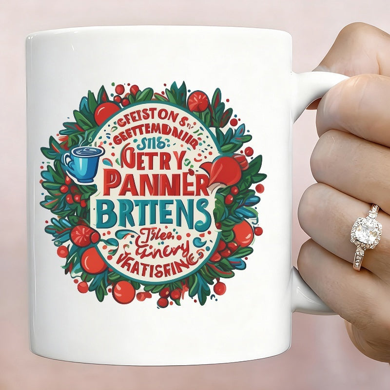 Tailorly White Ceramic 11 oz Mug - festive christmas mug design