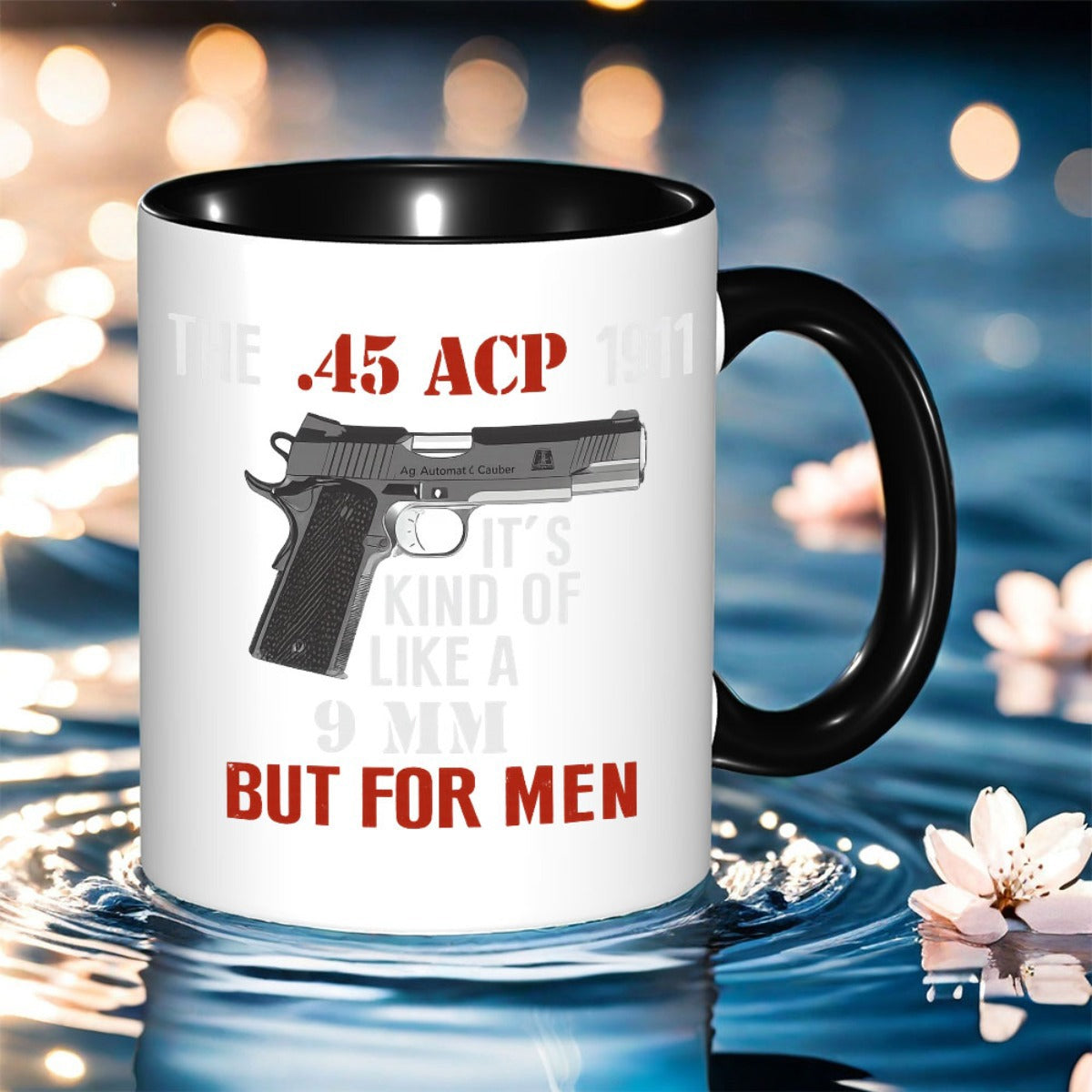 Tailorly Black Accent 11 oz Mug - american flag gun design or new year print