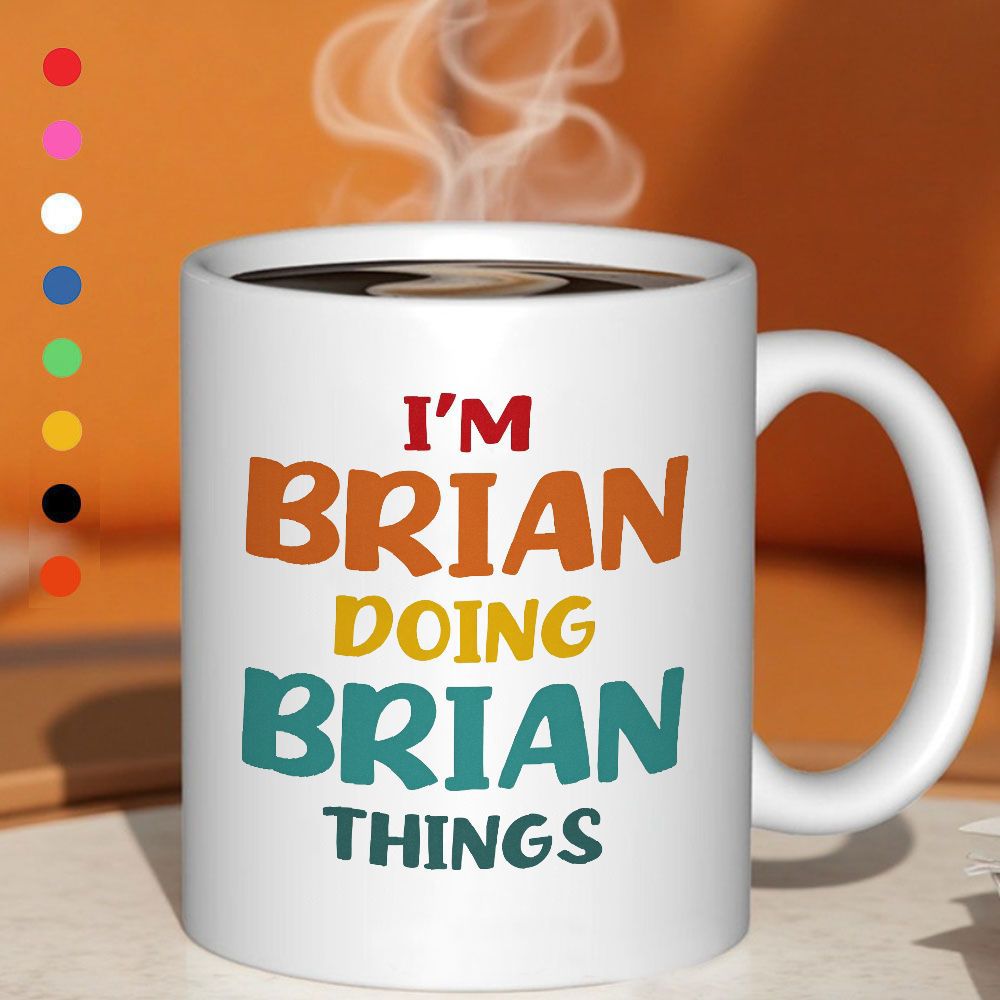 Tailorly White Ceramic 11 oz Mug - text print "im doing things"