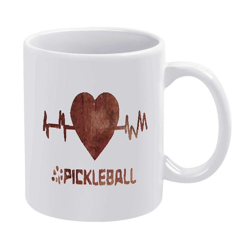 Tailorly White Ceramic 11 oz Mug - heart and dumbbell design