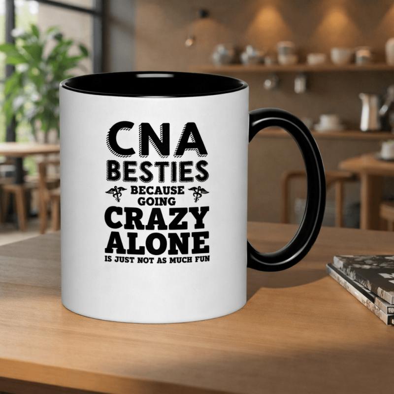 Tailorly Black Accent 11 oz Mug - going crazy alone is just not as much fun