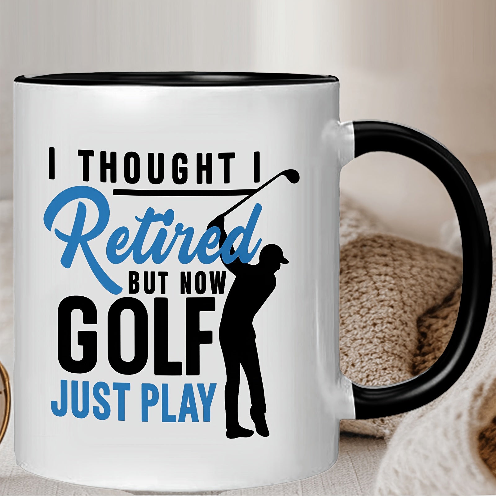Tailorly Black Accent 11 oz Mug - golfer silhouette