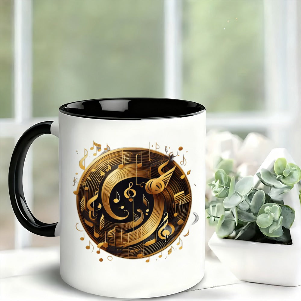 Tailorly Black Accent 11 oz Mug - notes design