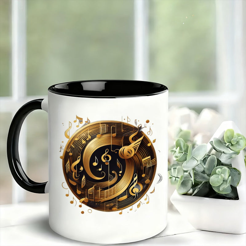 Tailorly Black Accent 11 oz Mug - notes design