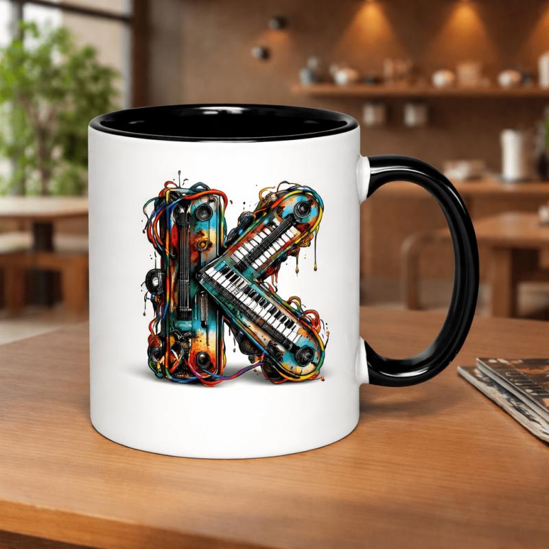 Tailorly Black Accent 11 oz Mug - colorful wires and keyboard