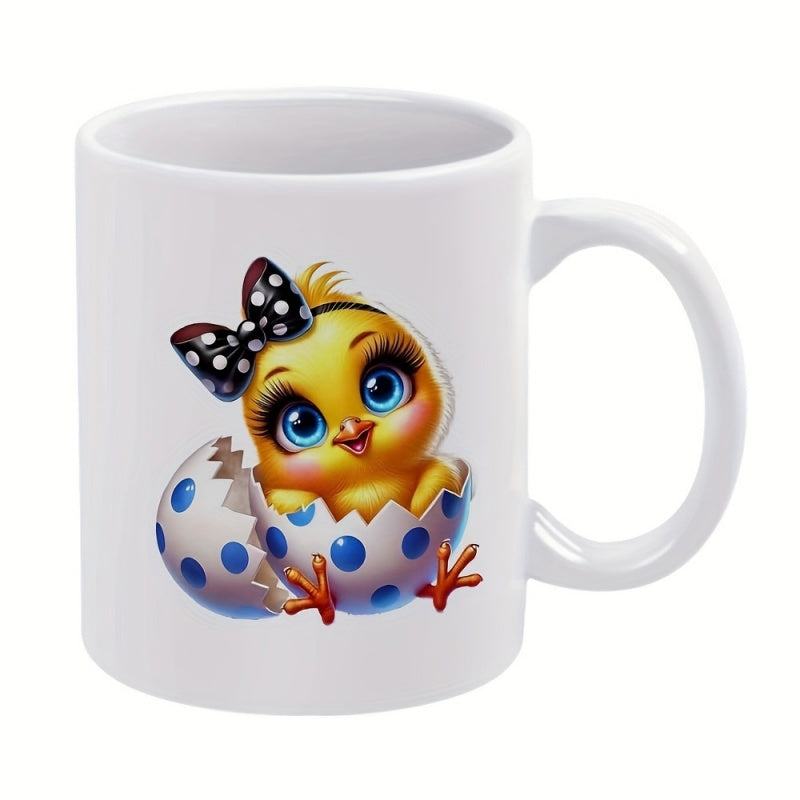 Tailorly White Ceramic 11 oz Mug - eggshell bow polka dots