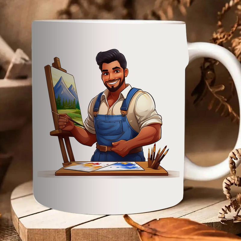 Tailorly White Ceramic 11 oz Mug - vibrant mountain landscape