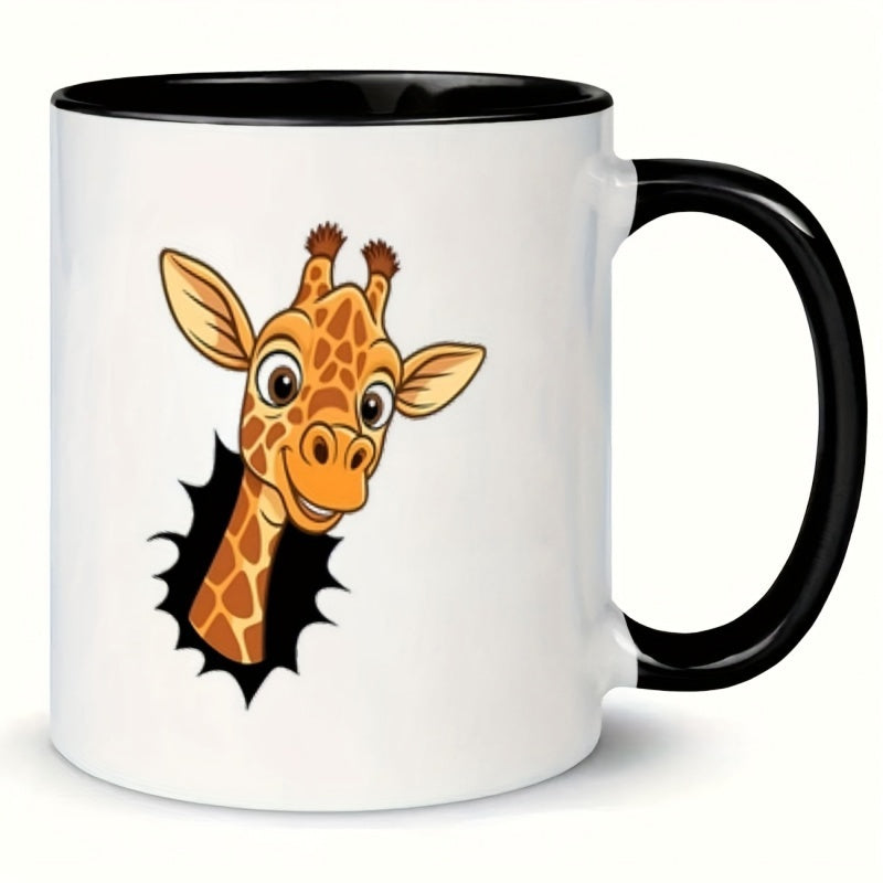 Tailorly Black Accent 11 oz Mug - cute giraffe with eyes