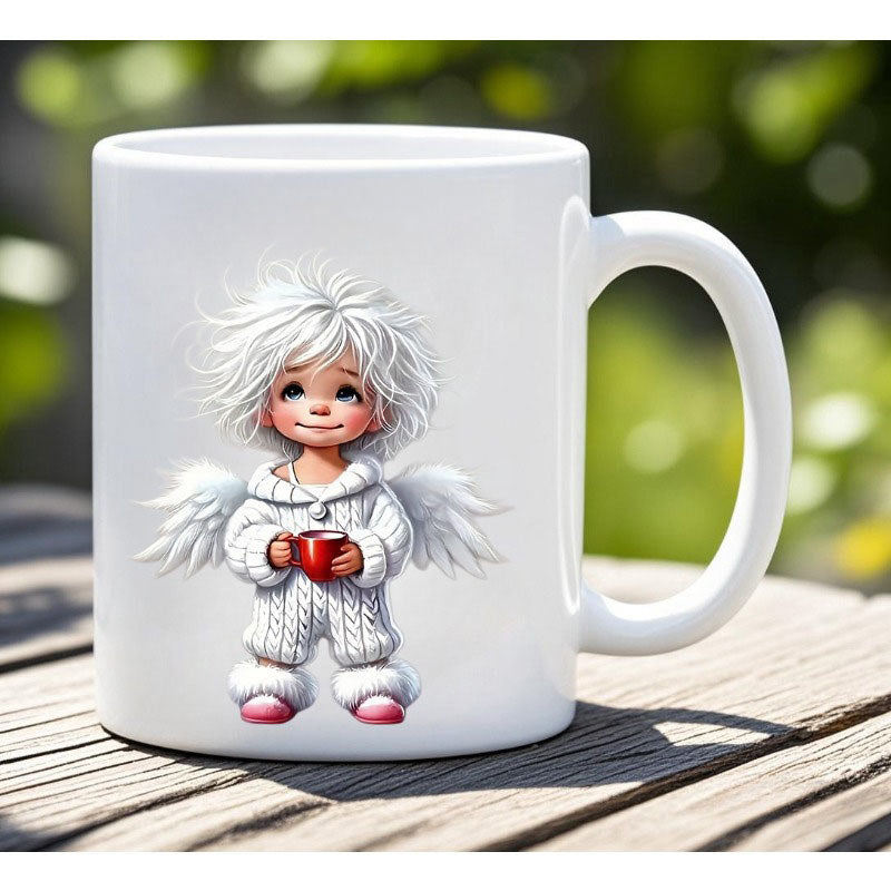 Tailorly White Ceramic 11 oz Mug - angel
