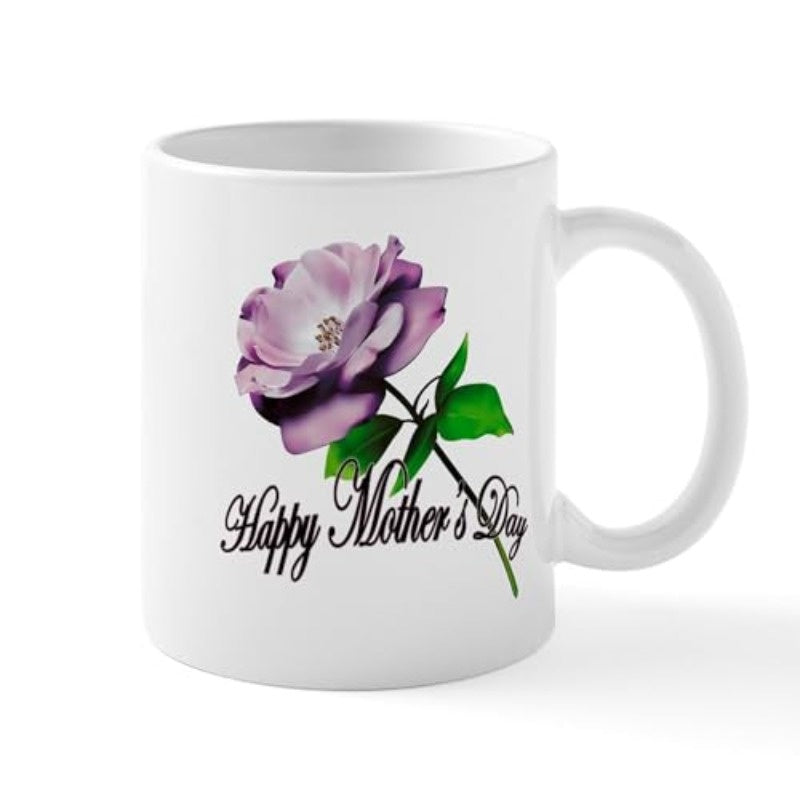 Tailorly White Ceramic 11 oz Mug - floral design