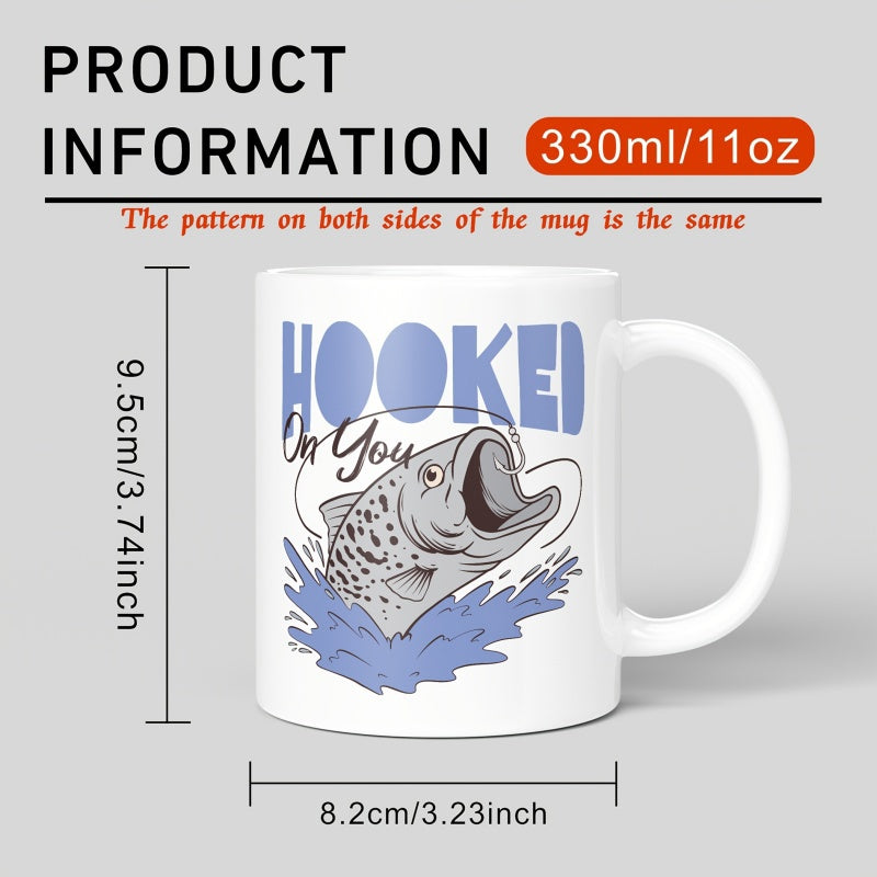 Tailorly White Ceramic 11 oz Mug - humorous fish-themed design
