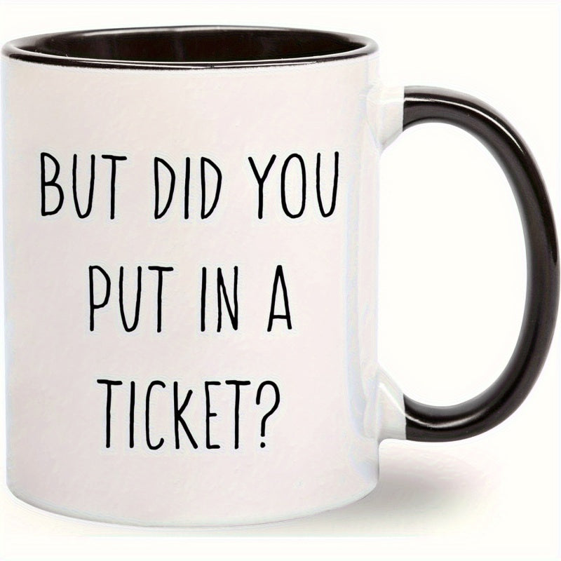Tailorly Black Accent 11 oz Mug - funny Christmas text "but did you put in"