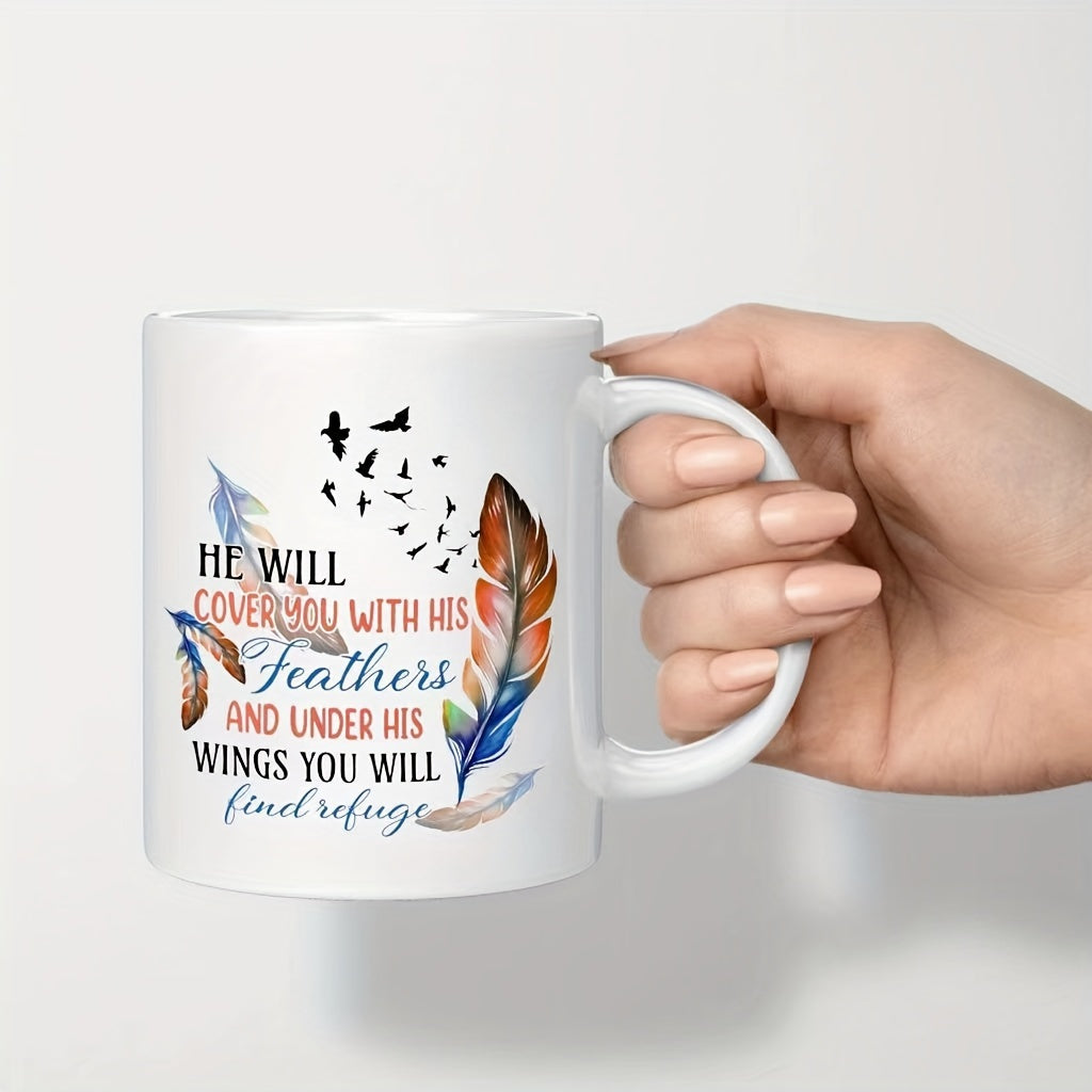 Tailorly White Ceramic 11 oz Mug - psalm 93 4 scripture with colorful illustrations