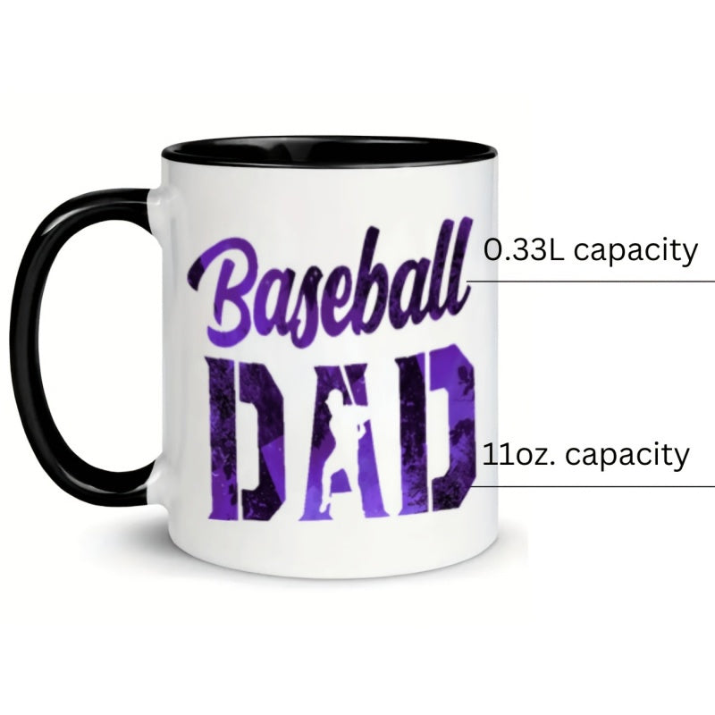 Tailorly Black Accent 11 oz Mug - 1pc baseball dad purple mug for restaurants and business use 11 ounce holiday gift birthday gift christmas gift summer