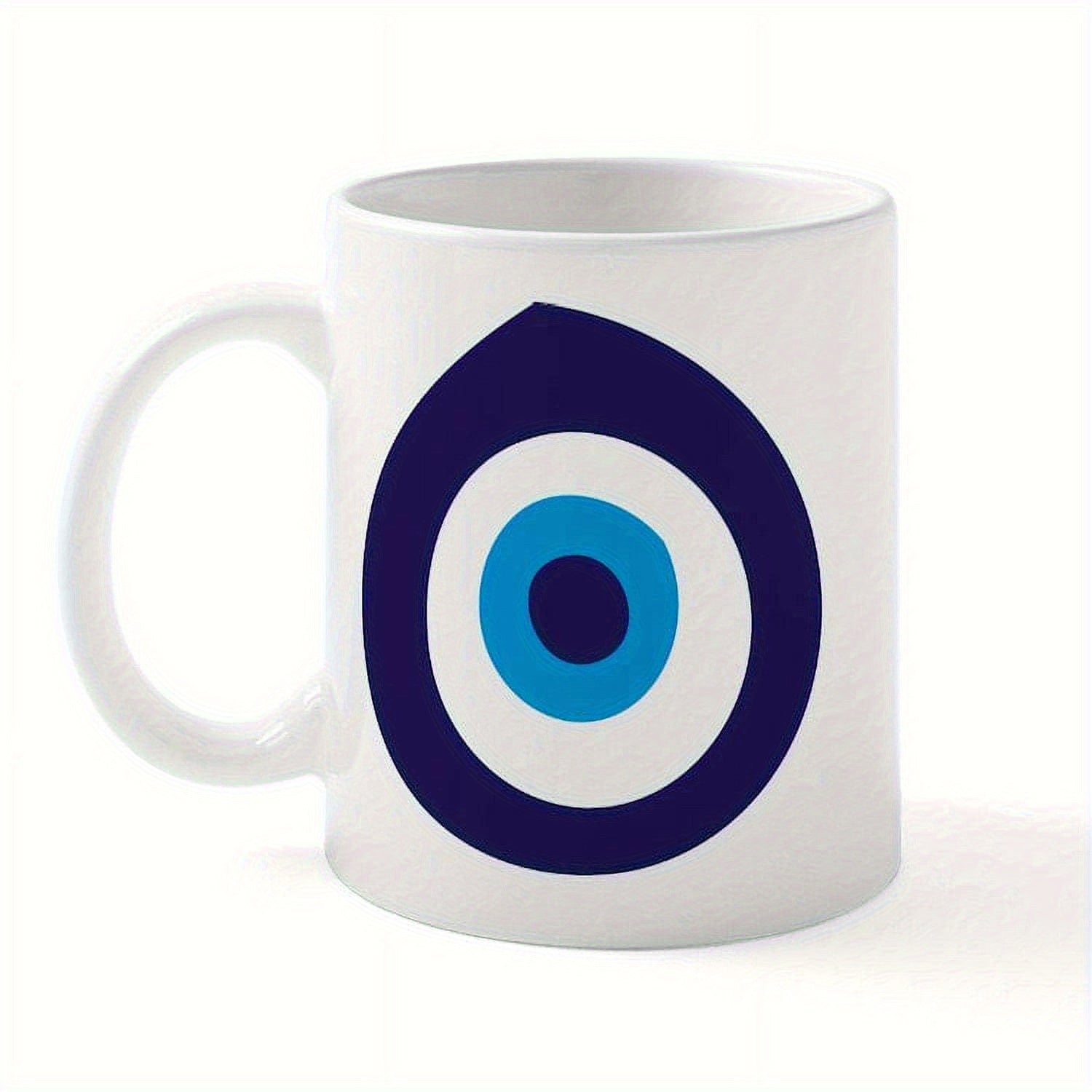Tailorly White Ceramic 11 oz Mug - evil eye