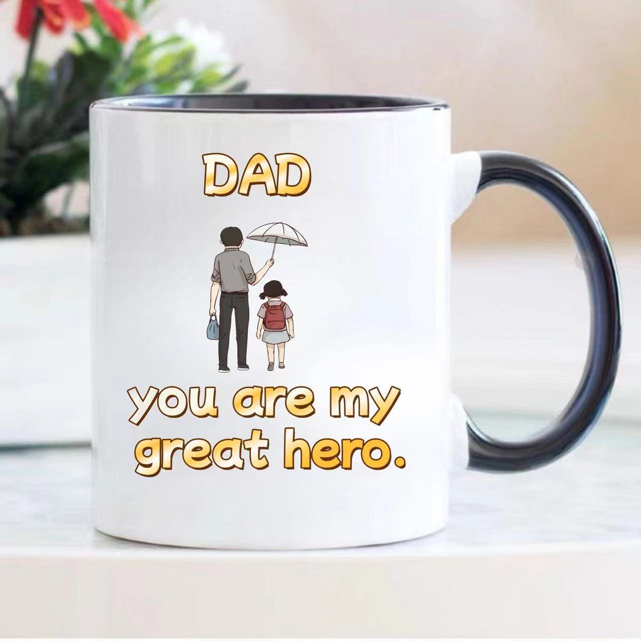 Tailorly Black Accent 11 oz Mug - my superhero dad text