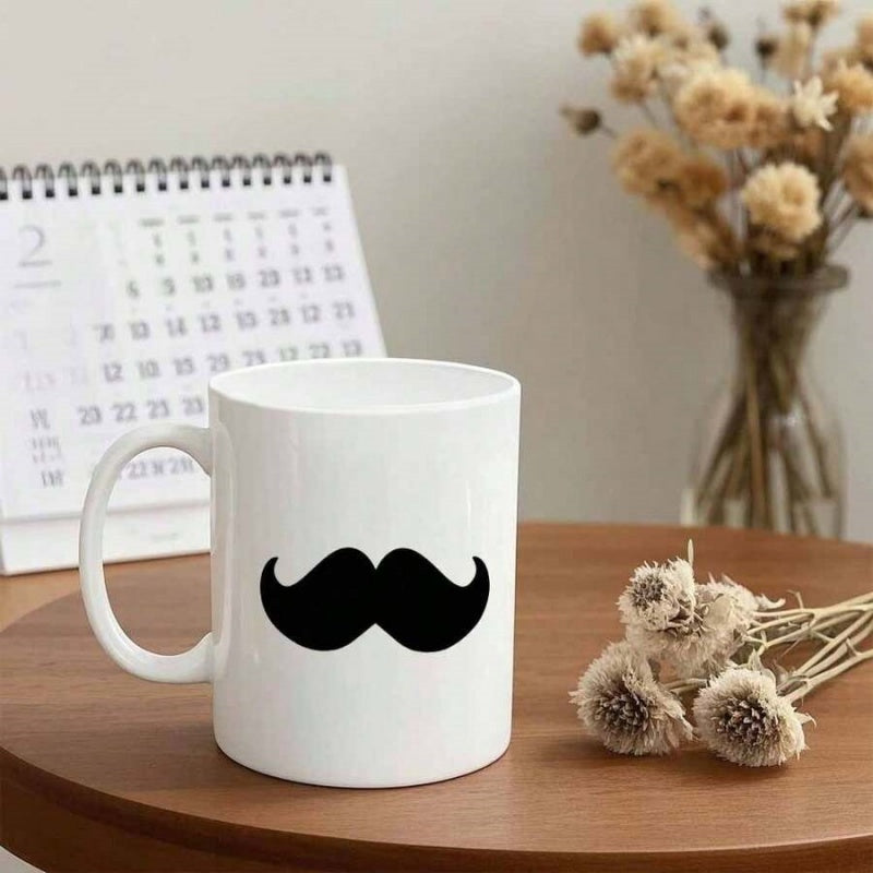 Tailorly White Ceramic 11 oz Mug - humorous mustache