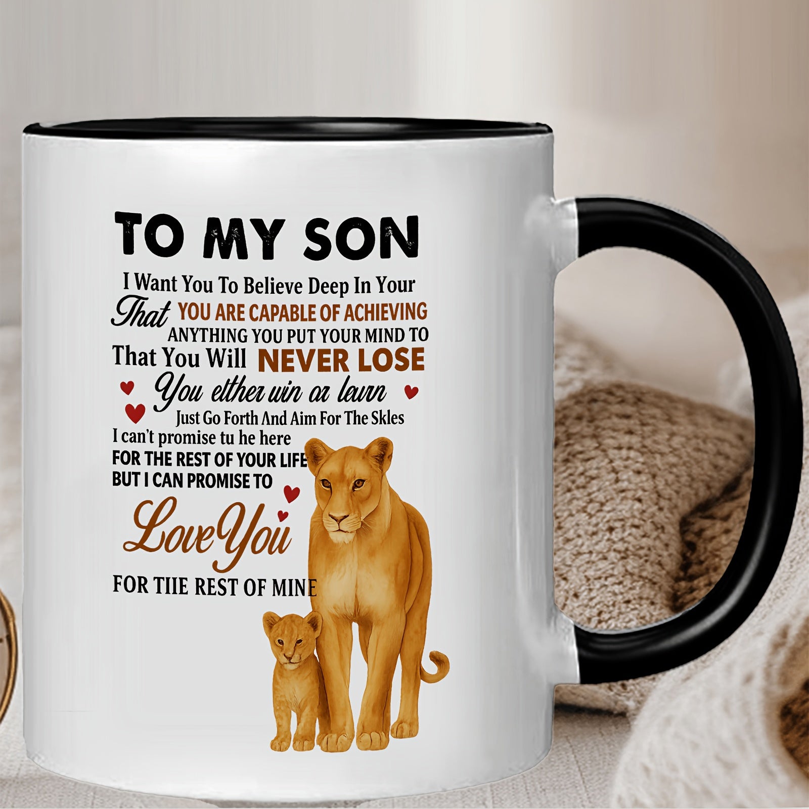 Tailorly Black Accent 11 oz Mug - motivational quote and a pattern