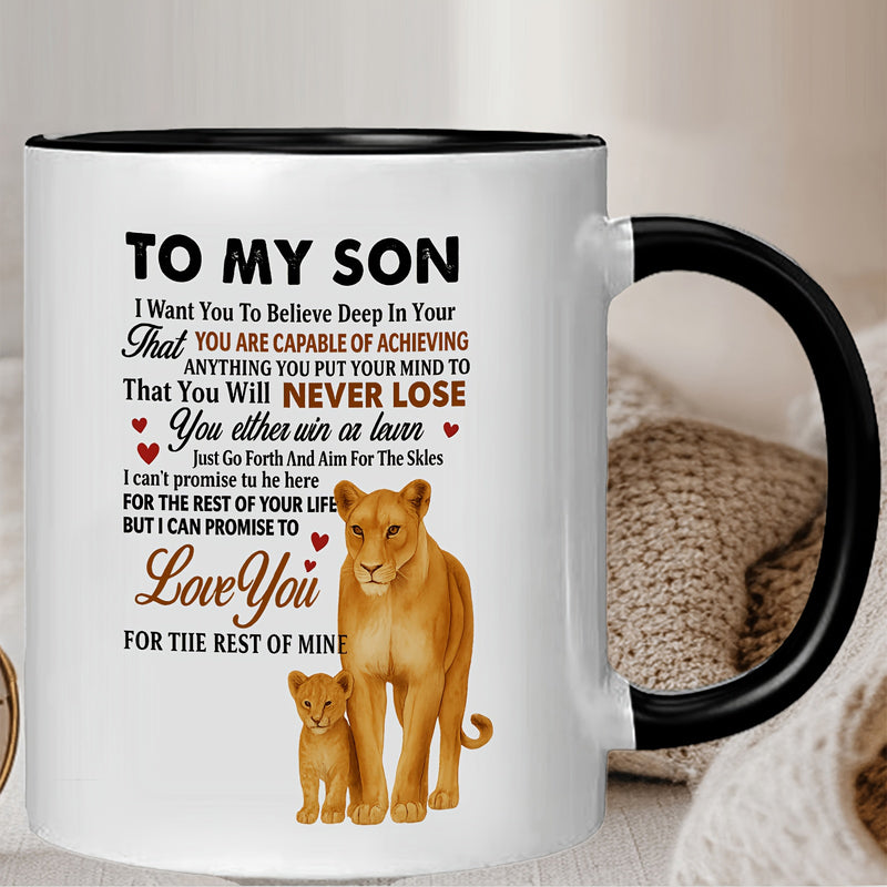 Tailorly Black Accent 11 oz Mug - motivational quote and a pattern