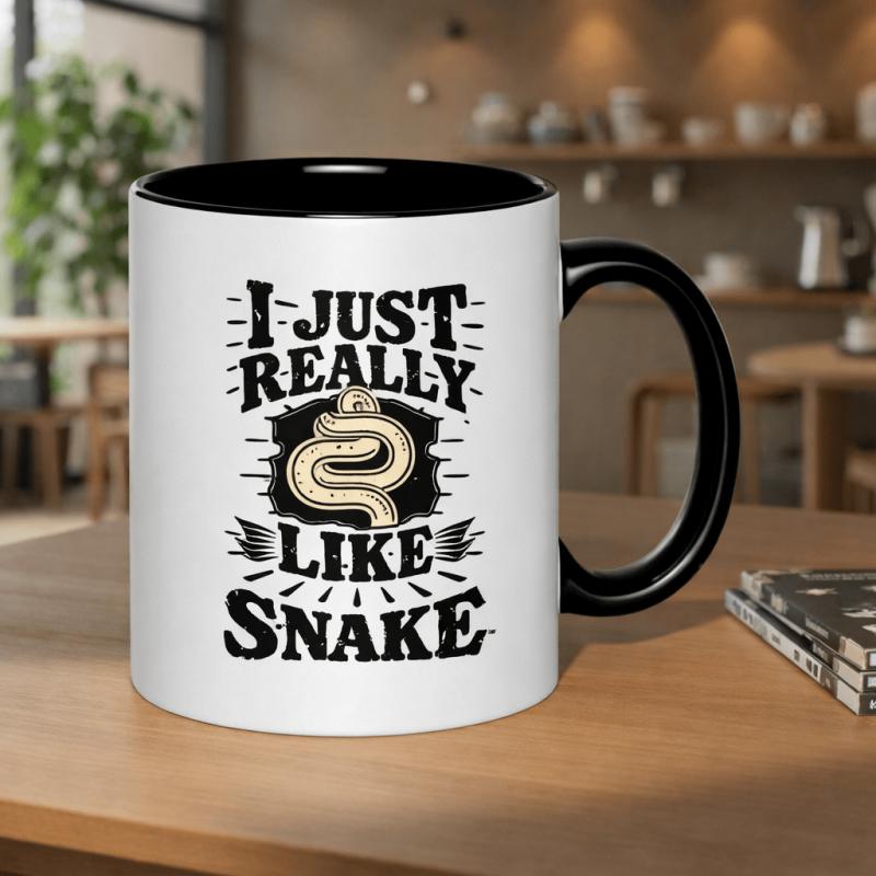 Tailorly Black Accent 11 oz Mug - a humorous gift for reptile enthusiasts featuring an 11oz ceramic mug with a vintage design and during the