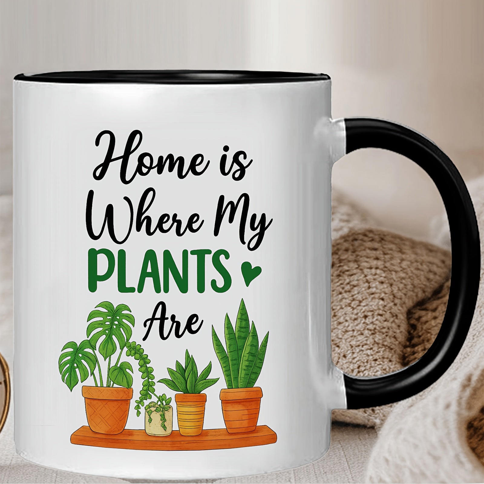 Tailorly Black Accent 11 oz Mug - vibrant botanical illustration