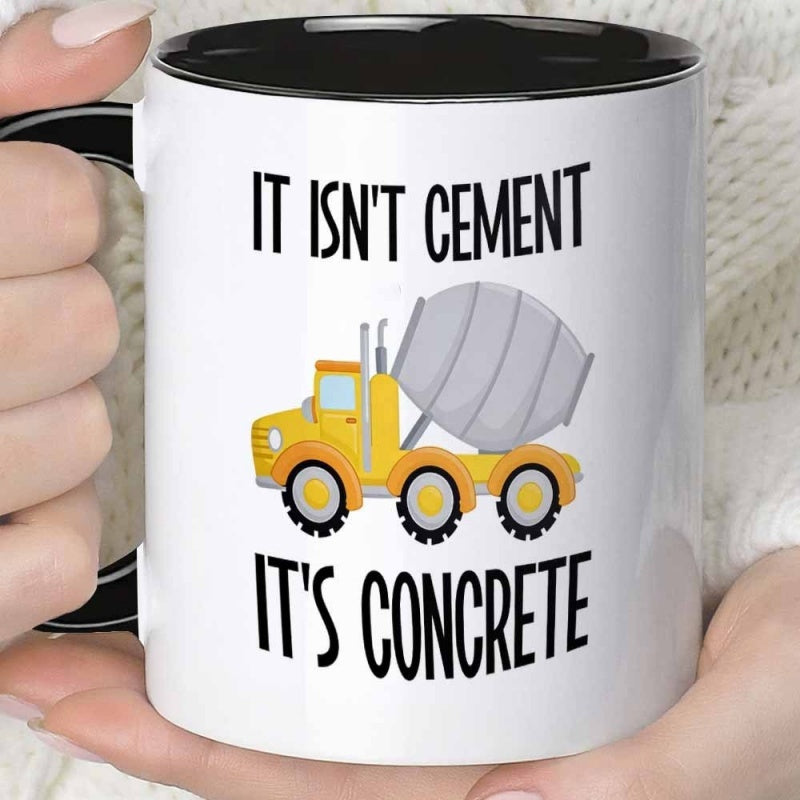 Tailorly Black Accent 11 oz Mug - festive mug with cement truck illustration